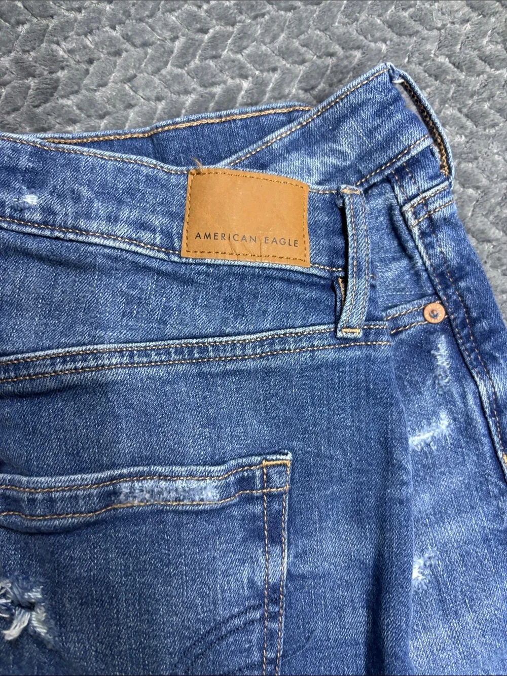 American Eagle Outfitters Raw Hem Distressed Denim Shorts - Blue